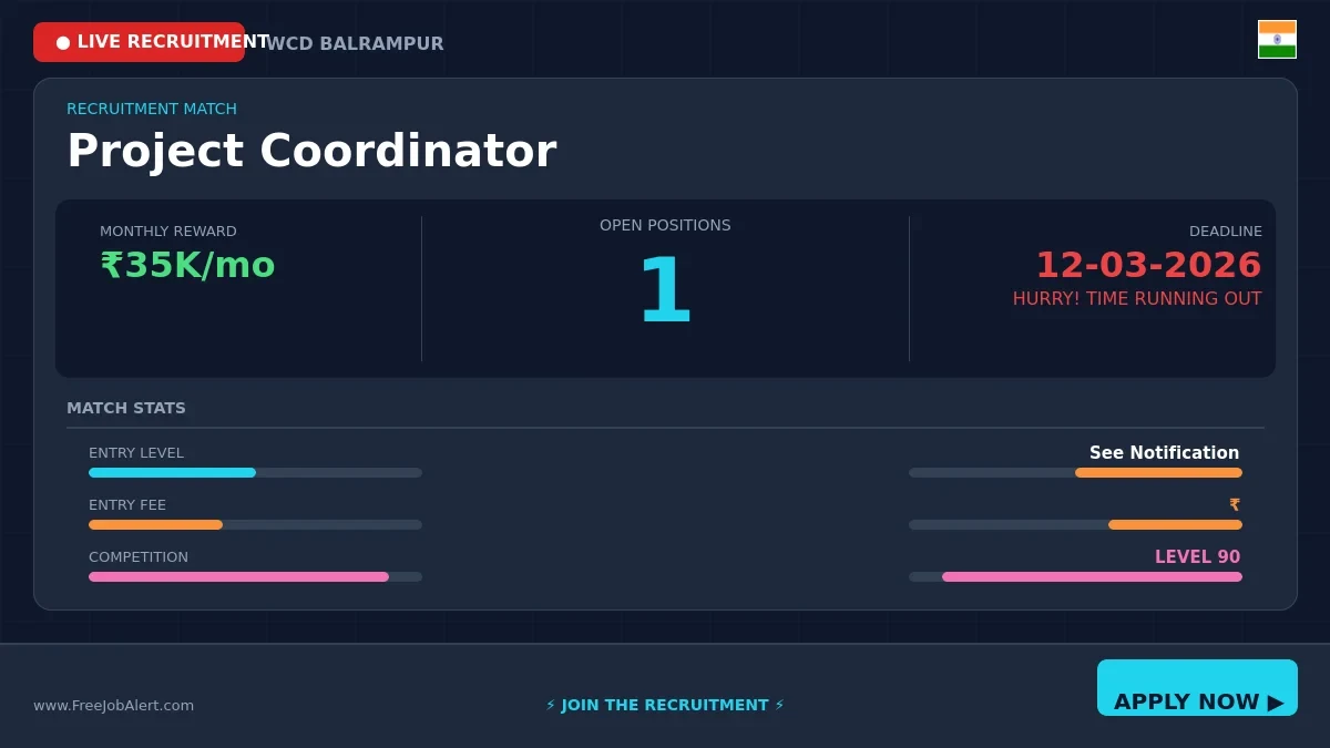 WCD Balrampur Project Coordinator Recruitment 2026 | Apply Offline for 1 Post