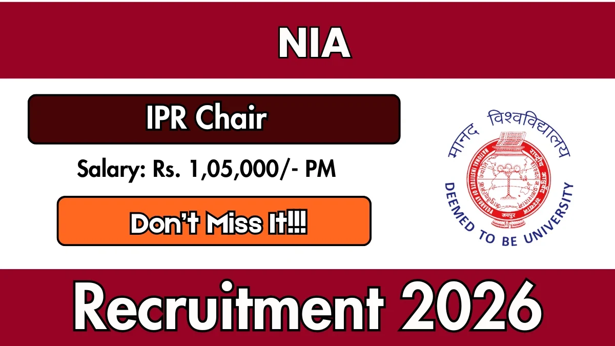 National Institute of Ayurveda (NIA) IPR Chair Recruitment 2026 | Apply Online