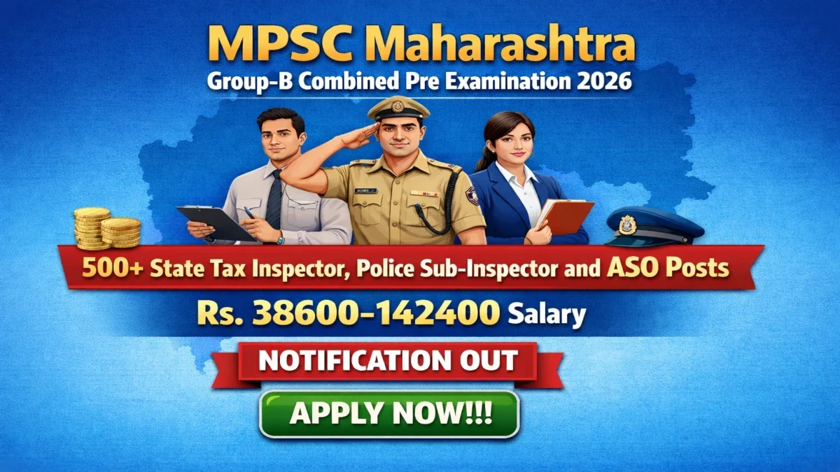 MPSC Group B Recruitment 2026: Apply Online for 552 State Tax Inspector, Police Sub-Inspector, and ASO Posts